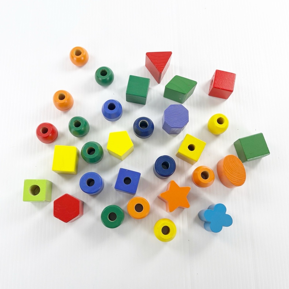 Vintage Set Bundle of 30 Various Colorful Shapes Learning Kids Blocks Toys